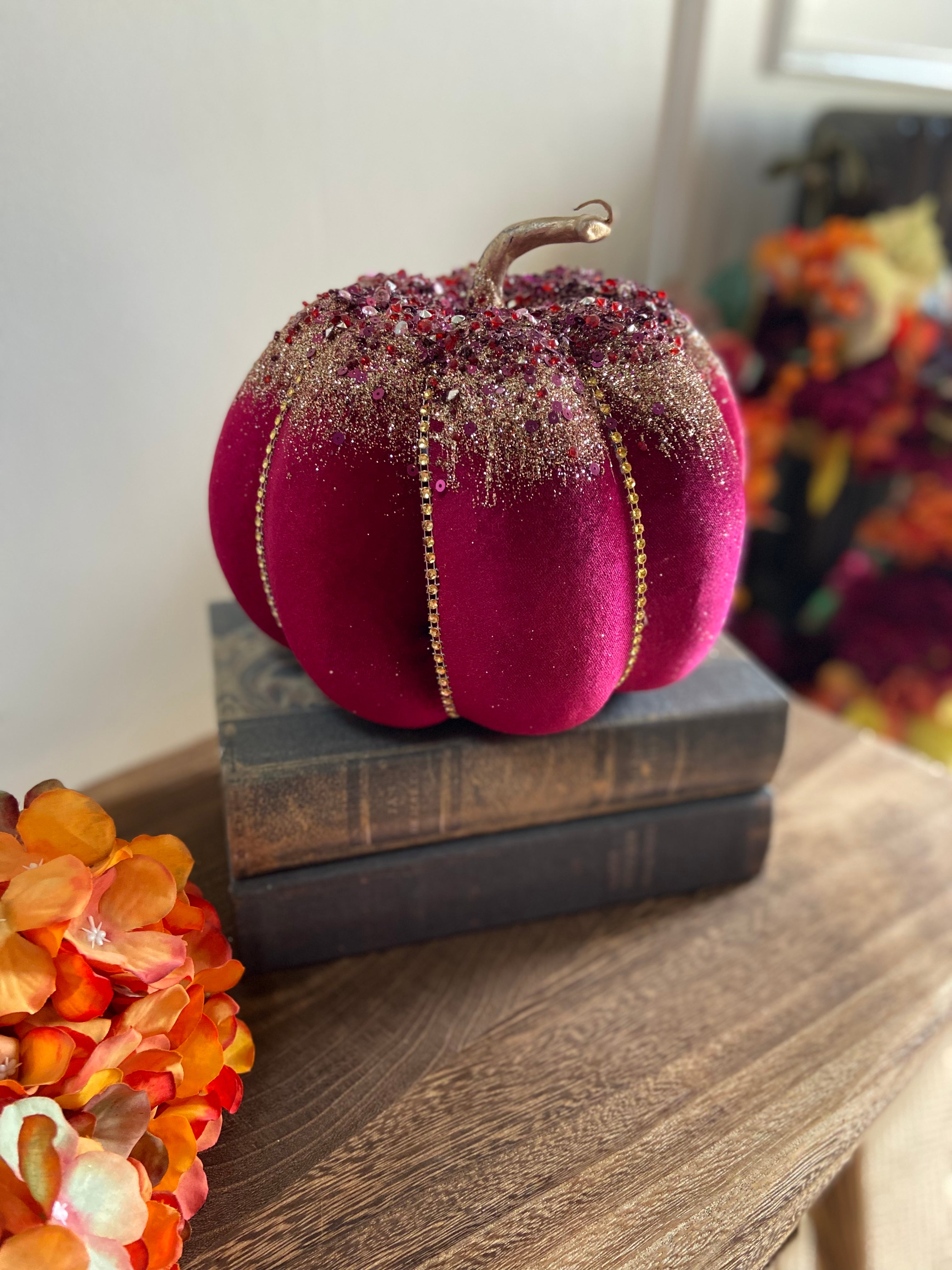 10 Inch Tissue Paper Pumpkin Decoration, Maroon