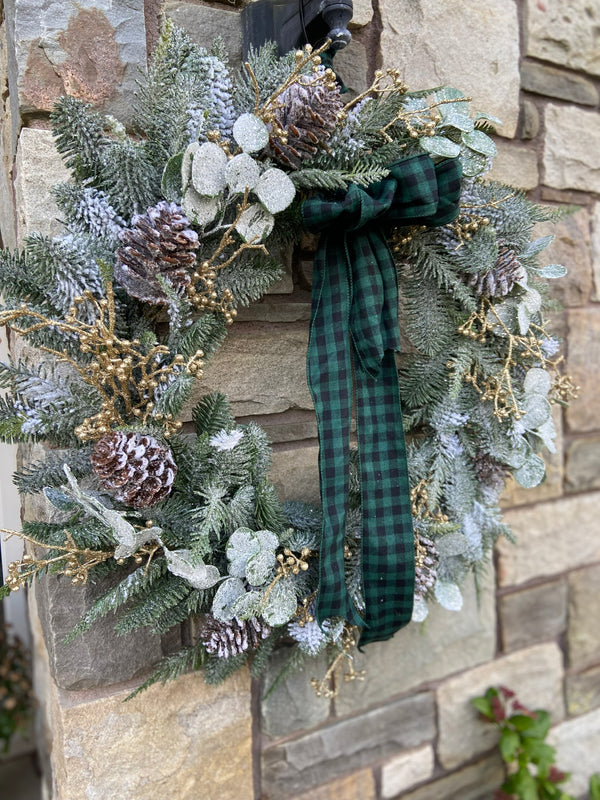 Frosted Pine & Eucalyptus Wreath