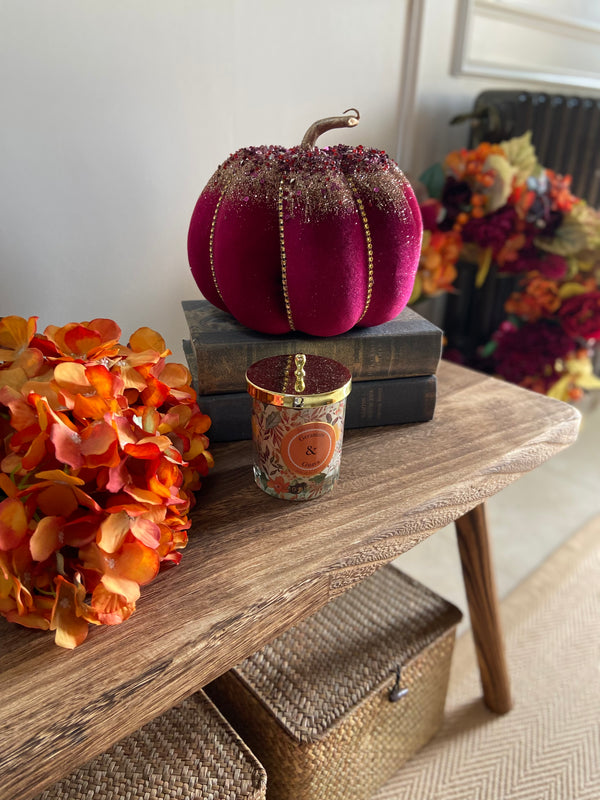 Burgundy Glittered Pumpkin