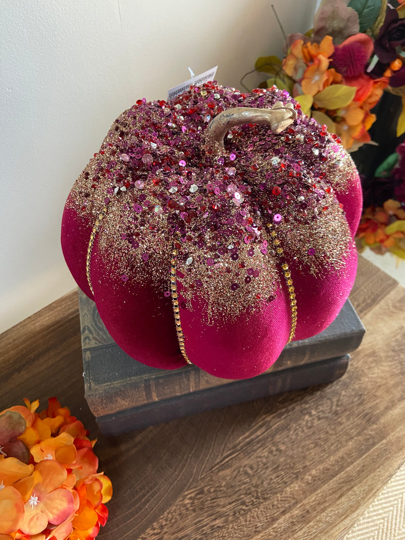 Burgundy Glittered Pumpkin