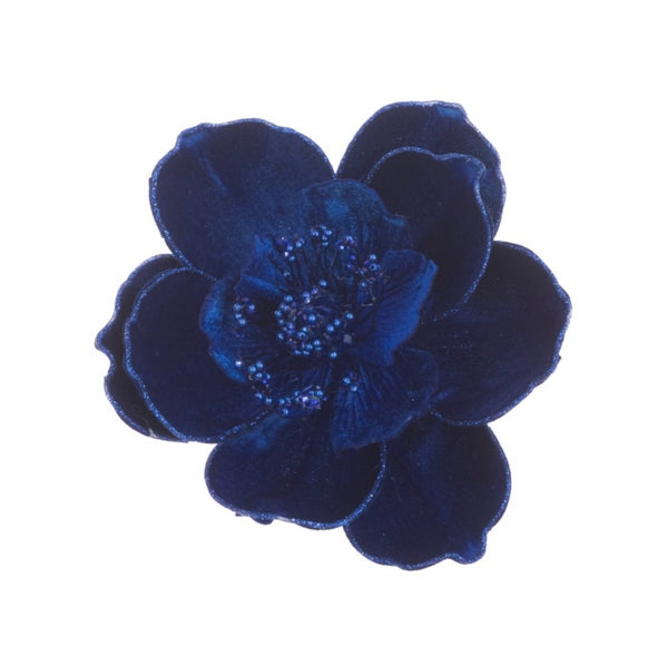 Beaded Magnolia Clip Blue