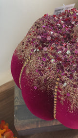 Burgundy Glittered Pumpkin