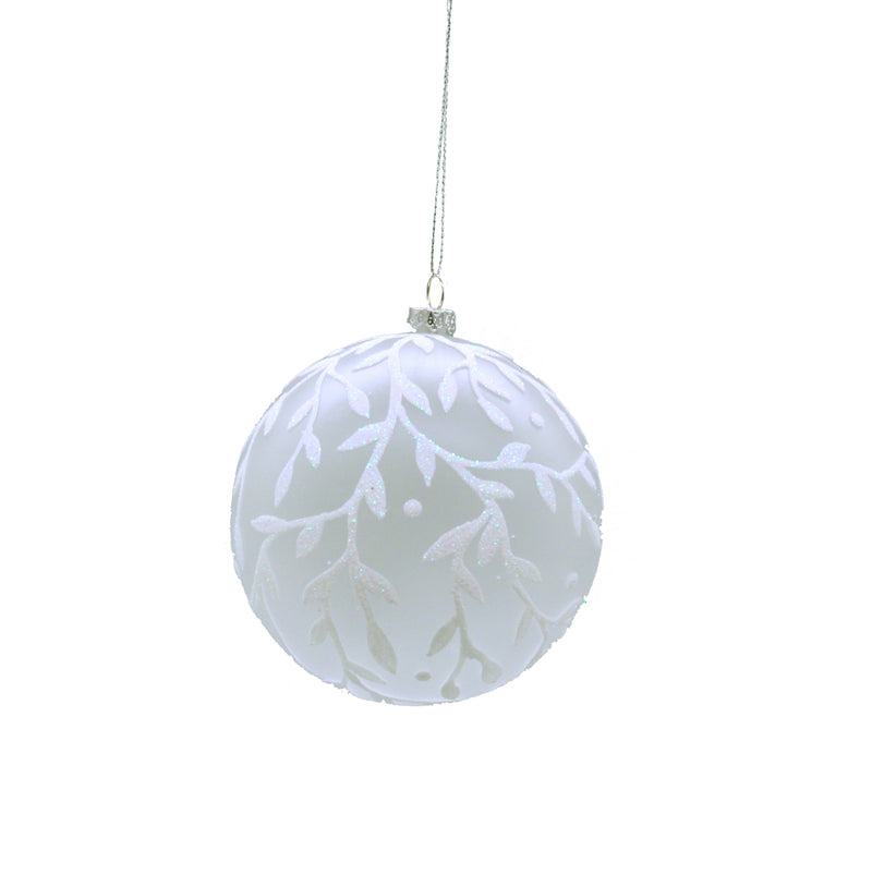 8cm Clear Shatterproof Christmas Bauble with twig and leaf design