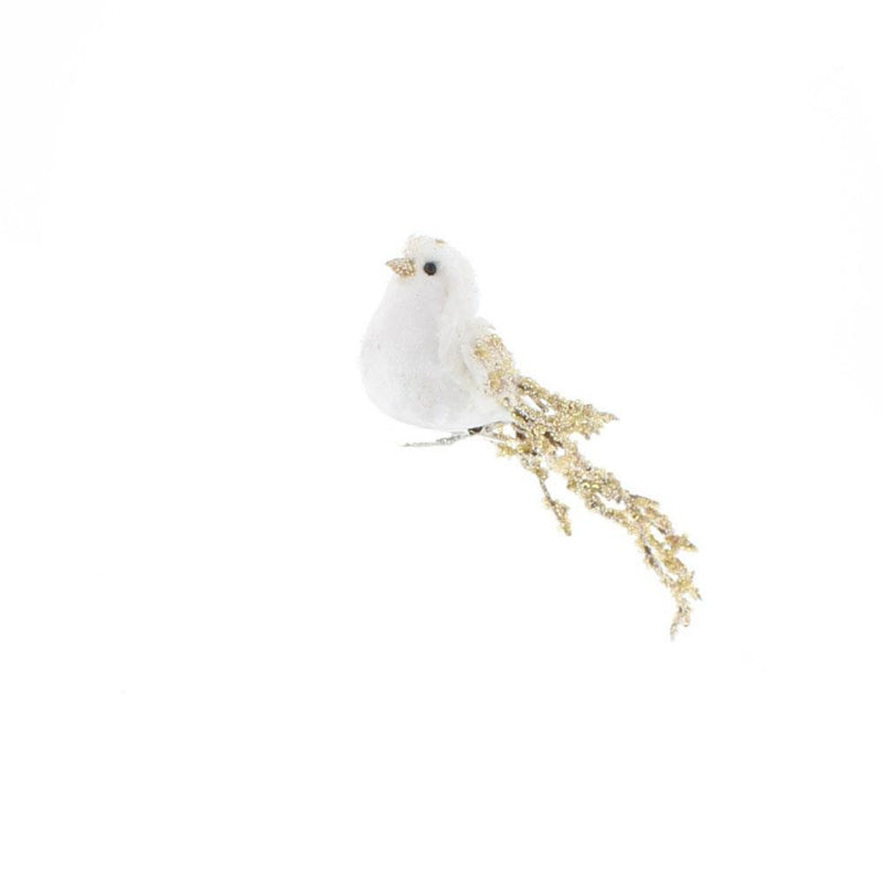 White clip on Bird decoration with sequins