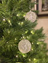 8cm Clear Shatterproof Christmas Bauble with twig and leaf design