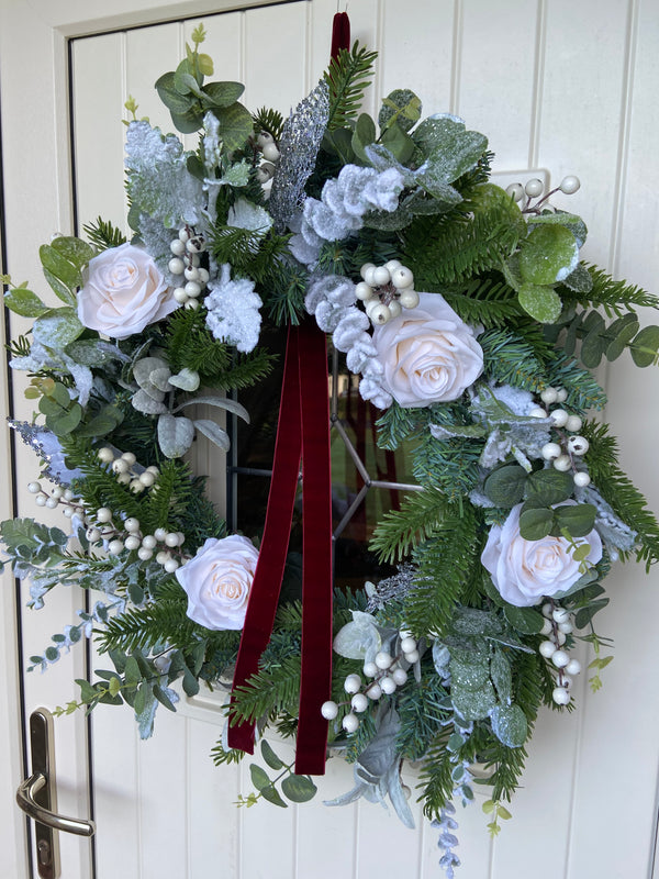 A Winter Rose Wreath