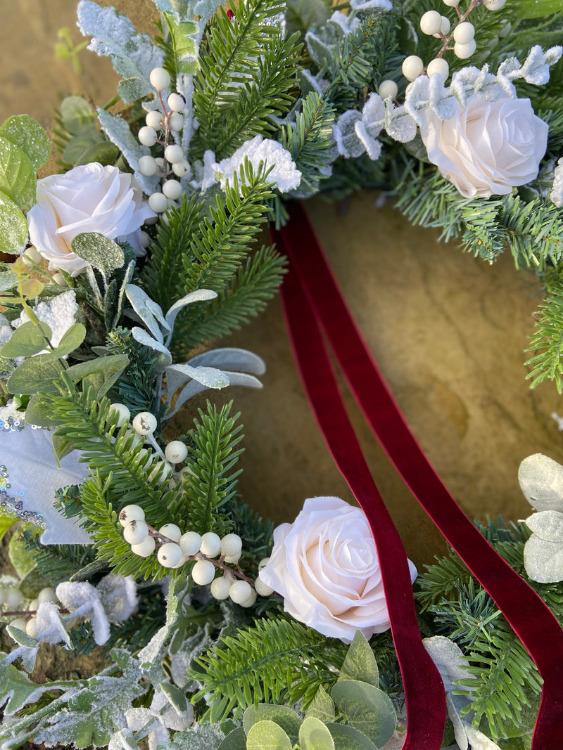 A Winter Rose Wreath