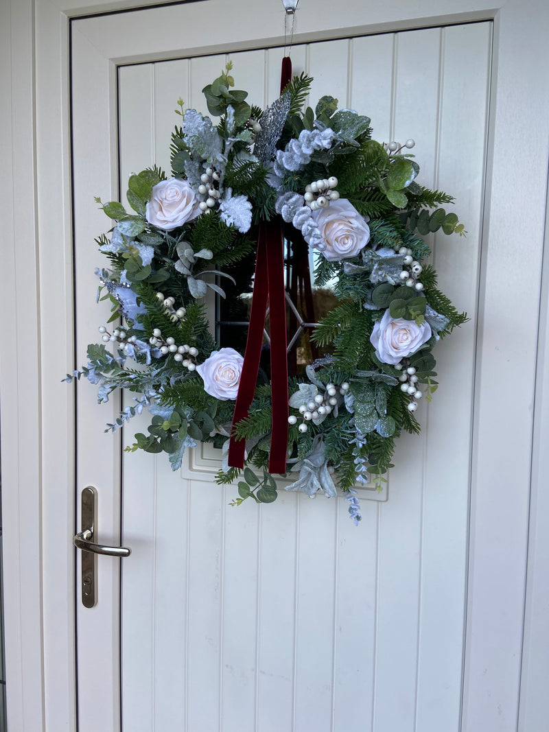 A Winter Rose Wreath