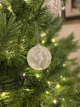 8cm Clear Shatterproof Christmas Bauble with twig and leaf design